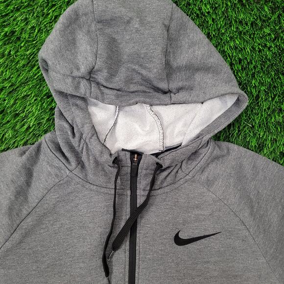 NIKE Dri-Fit Training Zip Hoodie M/L 22x28 Swoosh Embroidered Tech-Fleece - Picture 10 of 16